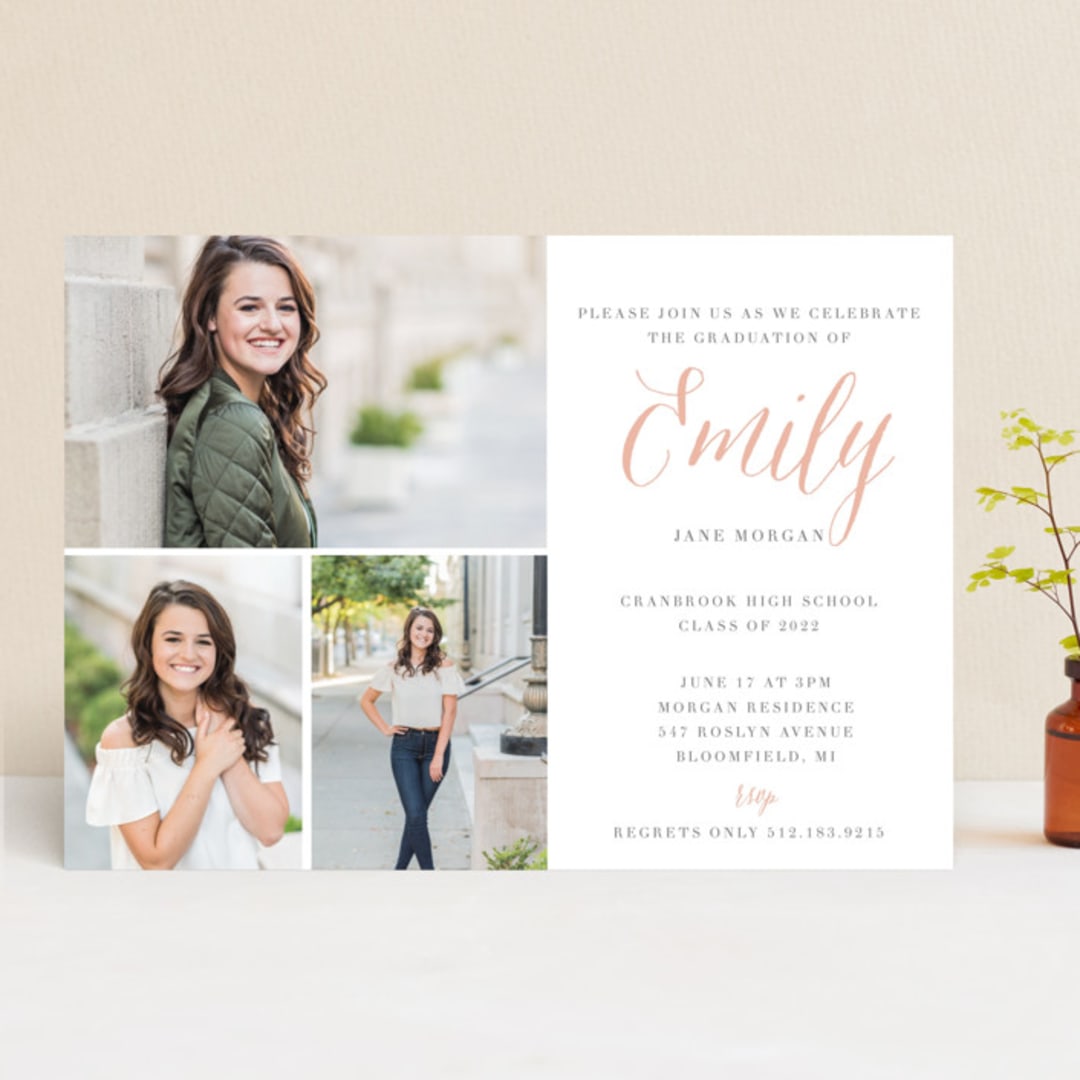 Sweet Peach Grad Party Invitation