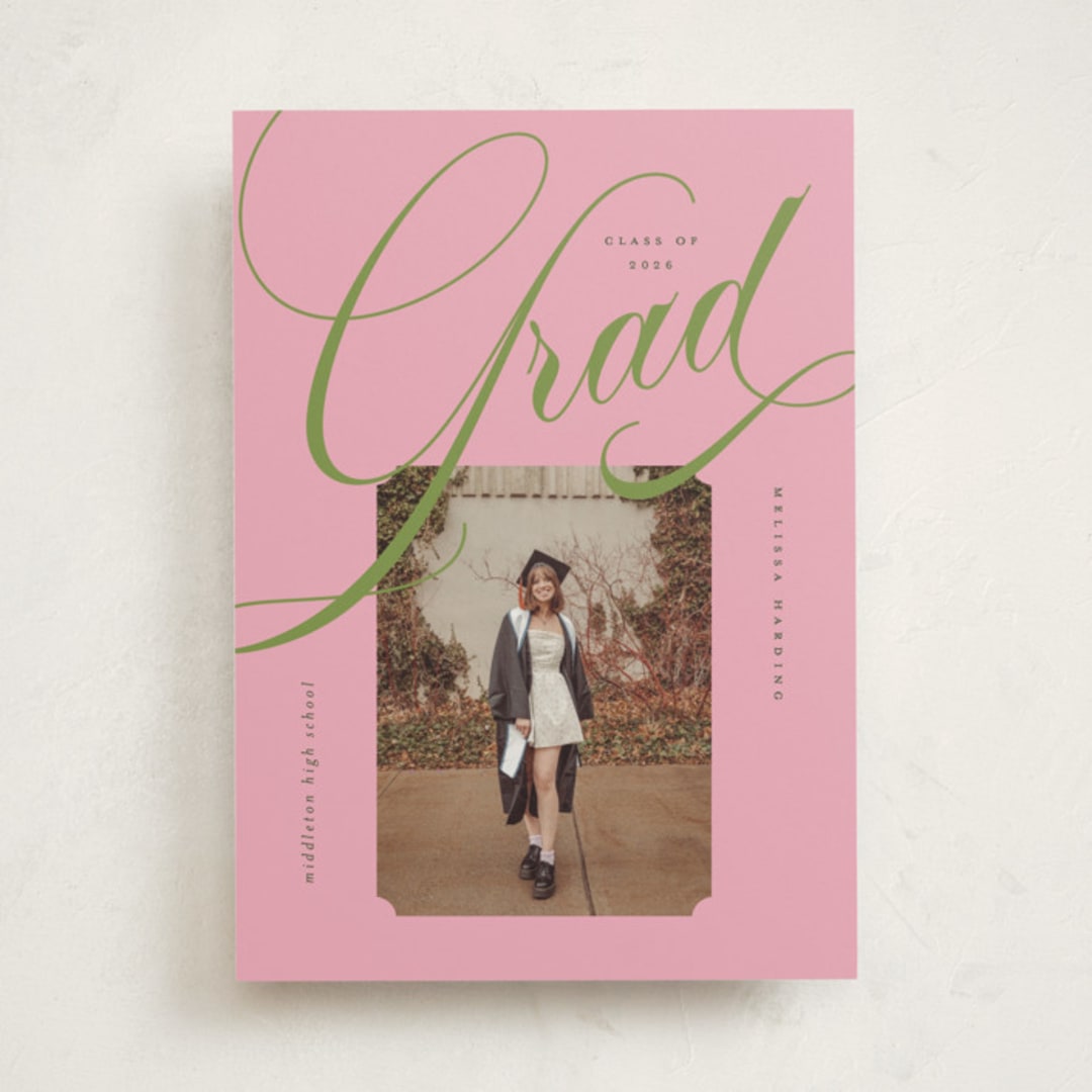 "bold.." - Graduation Announcements in Strawberry Matcha by Vera Lim - Front