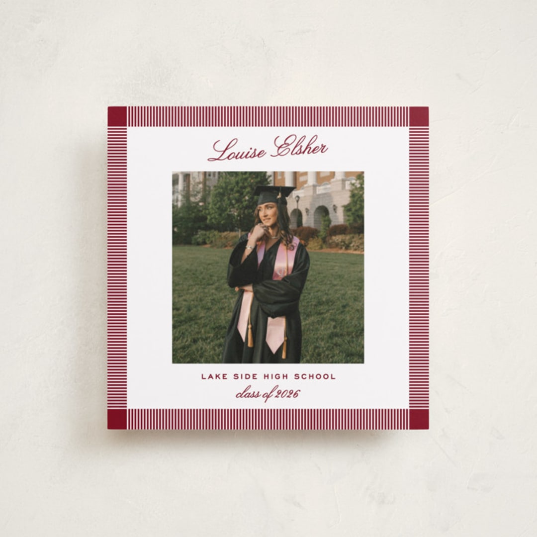 "Boxy" - Graduation Announcements in Crimson by Pati Cascino - Front