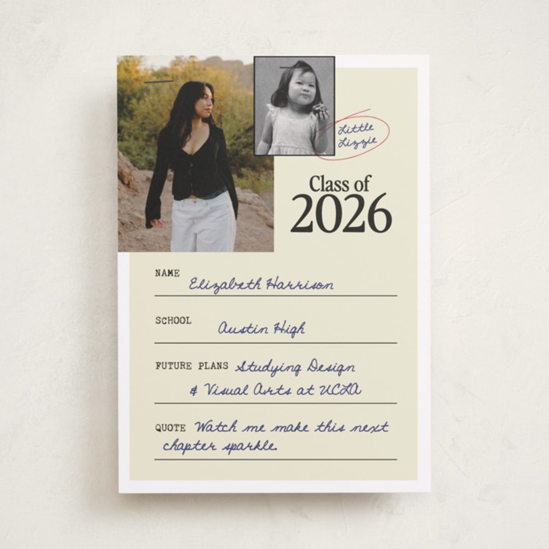 "Grad File" - Graduation Announcements in Ink by Helena Vitto - Front