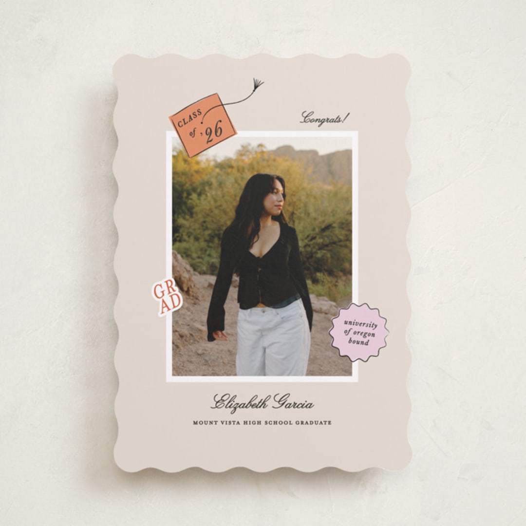 "Grad Vibes" - Graduation Announcements in Apricot by Ashley Iwafuchi - Front