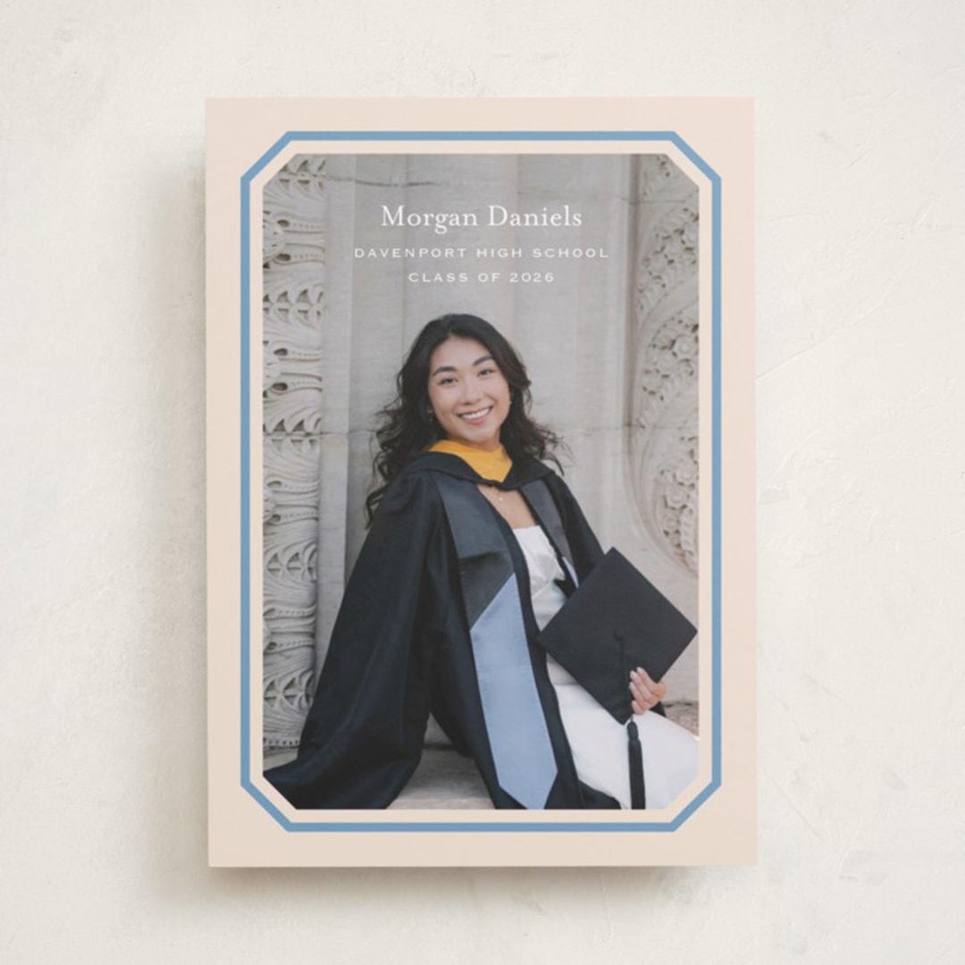 "Angled Frame" - Graduation Announcements in Robins Egg by Carolyn MacLaren - Front