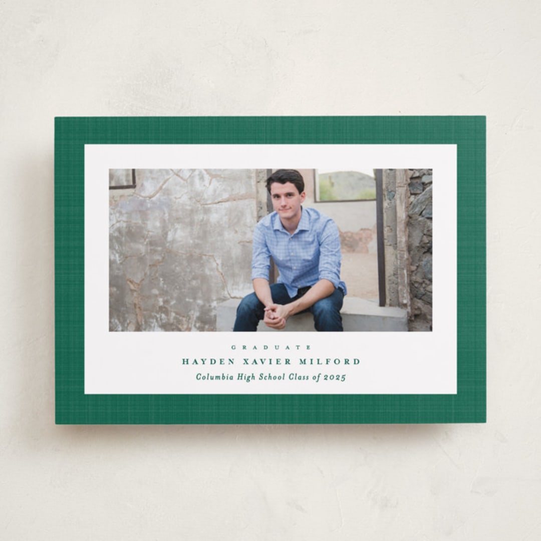 "Linen frame" - Graduation Announcements in Shamrock by Lea Delaveris - Front