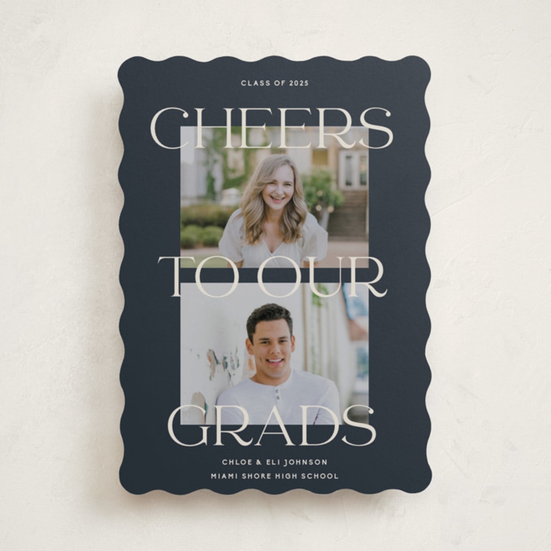 "Double the cheers" - Graduation Announcements in Nightsky by Pati Cascino - Front