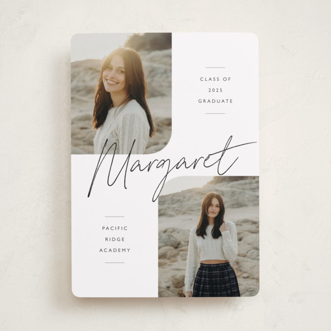 "Rounded Double" - Graduation Announcements in Cotton by Carolyn MacLaren - Front