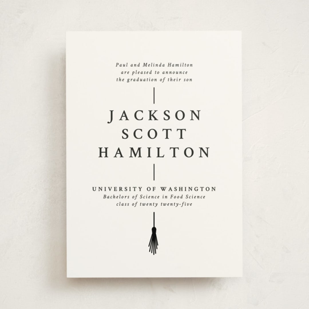 "Tassel Line" - Graduation Announcements in Onyx by Amy Payne - Front