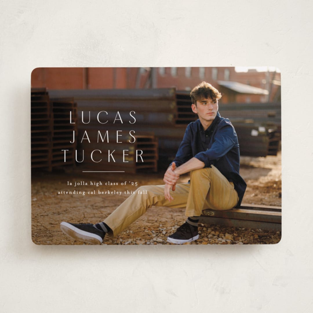 "Stacked Name" - Graduation Announcements in Linen by Erica Krystek - Front