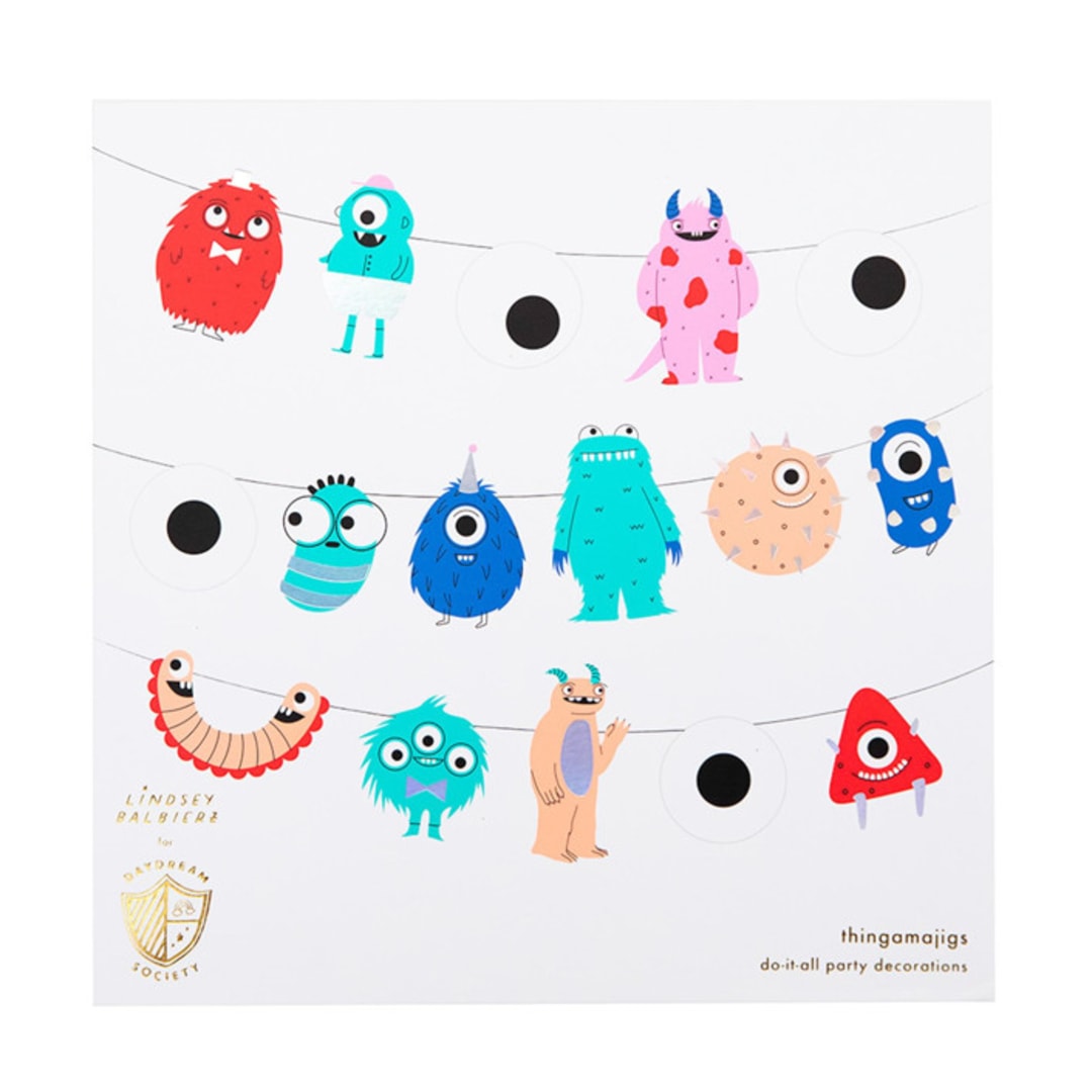 "Little Monsters Thingamajigs - Set of 16" - Party Hanging Decor in multicolor by Jollity and Co