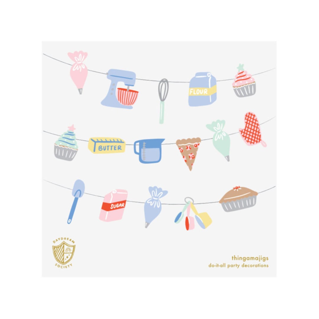 "Baking Spirits Bright Baking Thingamajigs - Set of 16" - Party Hanging Decor in multicolor by Jollity and Co