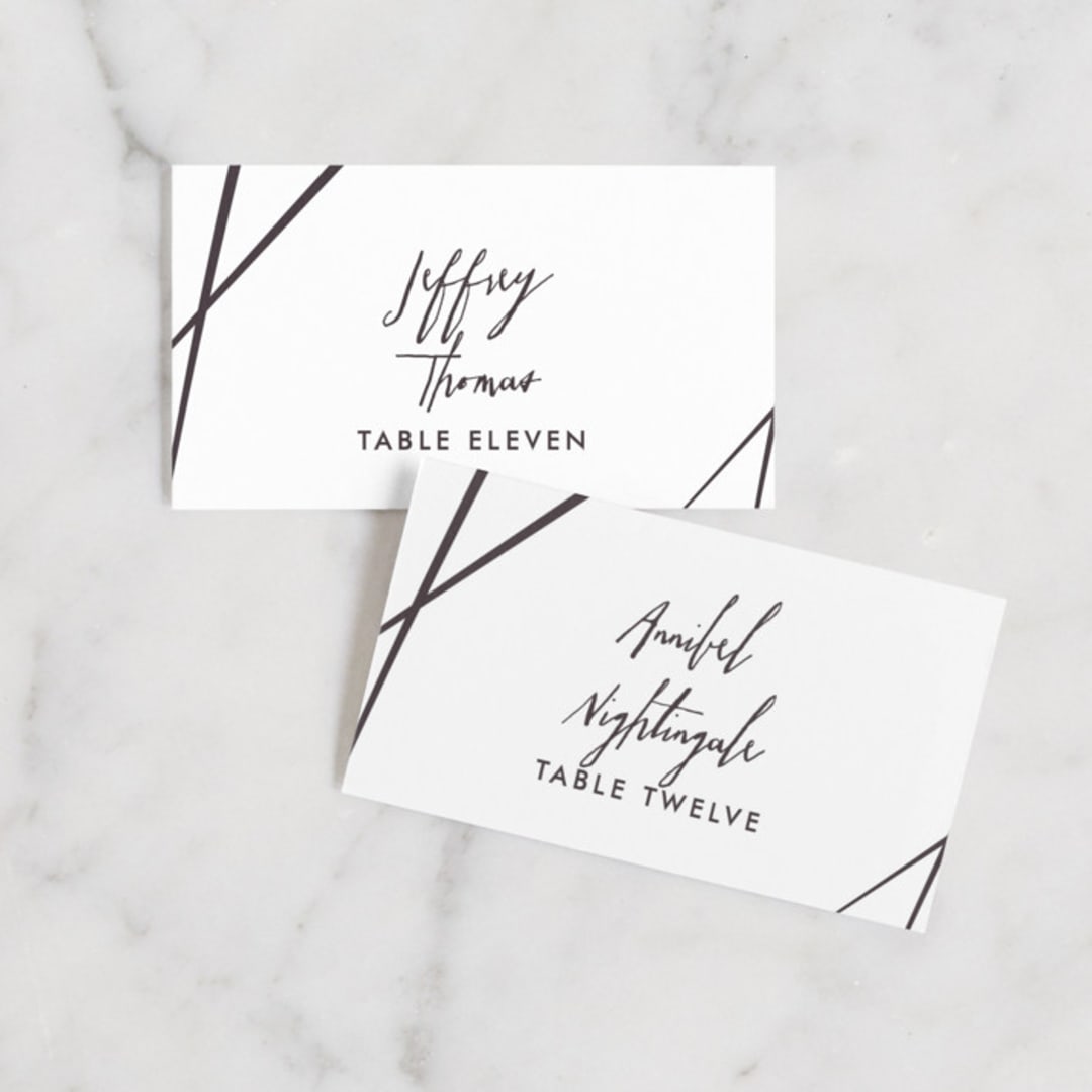 "Opulence" - Place Cards in Snow Caps by Design Lotus - Front with Free Guest Printing