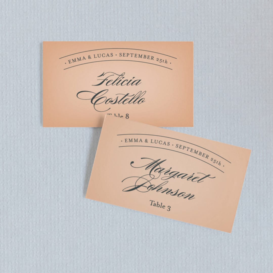 "Big City - Austin" - Place Cards in Peach by Hooray Creative - Front with Free Guest Printing
