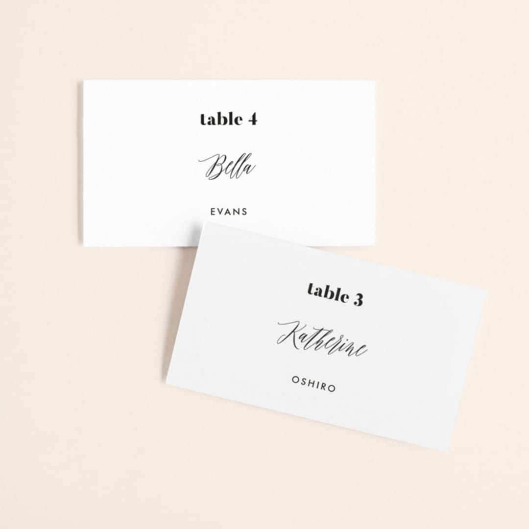 "Nolita" - Place Cards in Silk by Annie Clark - Front with Free Guest Printing