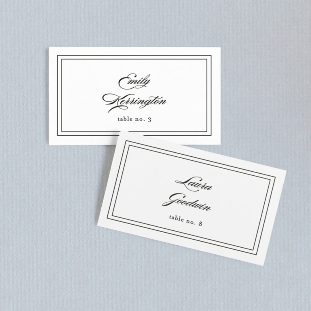 "Eloquence" - Place Cards in Vanilla by Kimberly FitzSimons - Front with Free Guest Printing