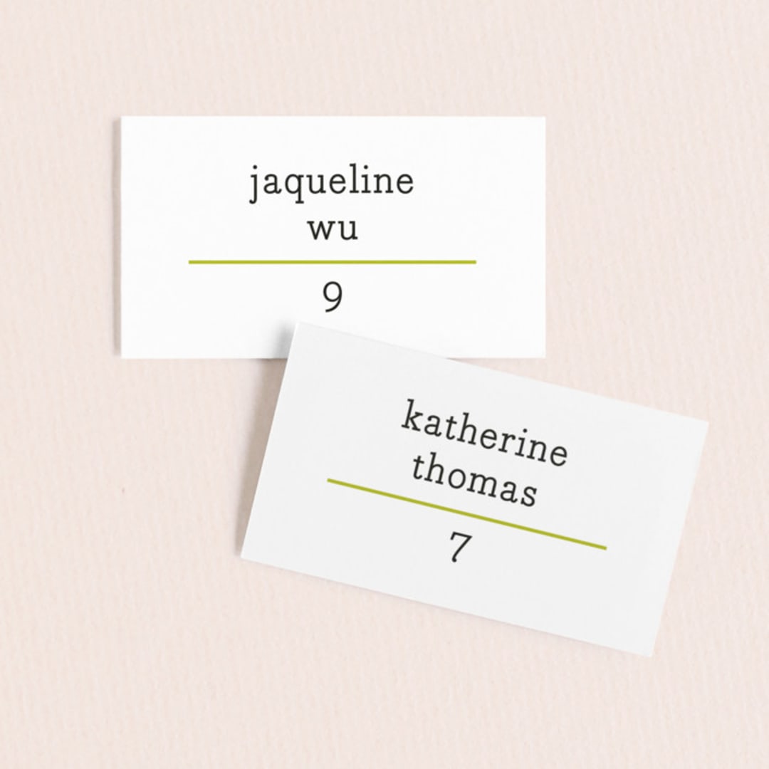 "float + celebrate" - Place Cards in Celery by Float Paperie - Front with Free Guest Printing
