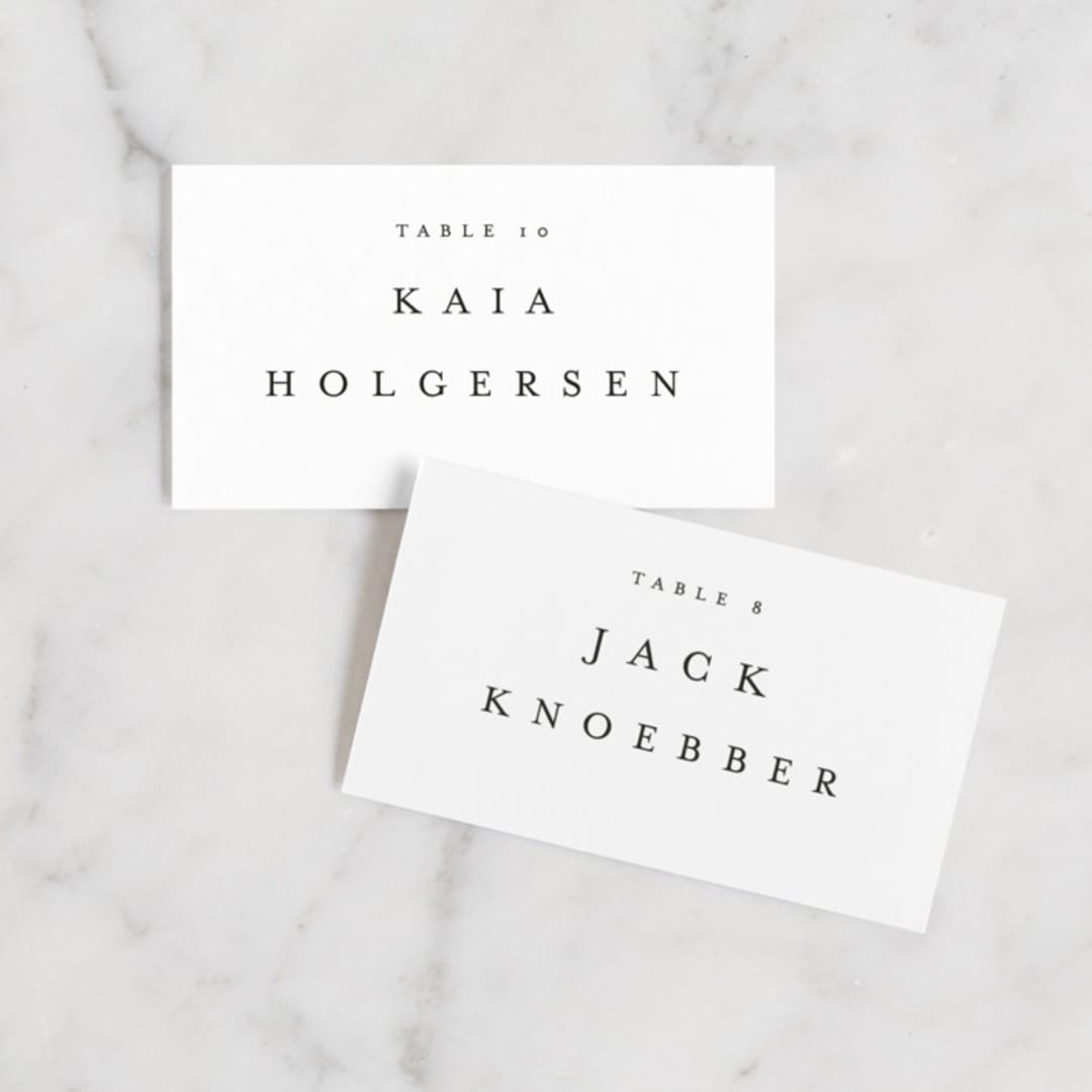 "Johannis" - Place Cards in Ink by Jack Knoebber - Front with Free Guest Printing