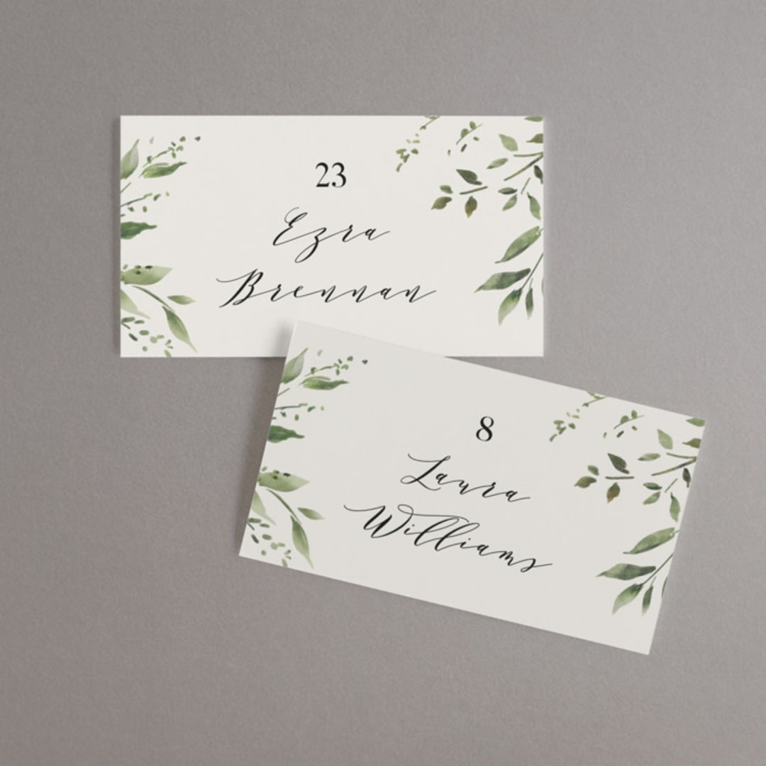 "Verde" - Place Cards in Meadow by Petra Kern - Front with Free Guest Printing