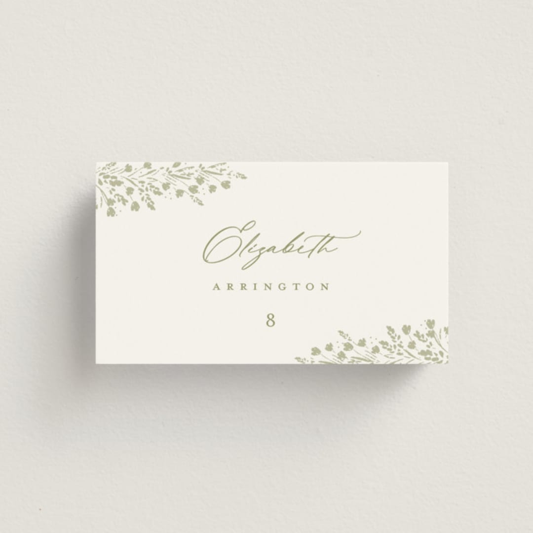 "Villa" - Place Cards in Leaf by Kristie Kern - Front with Free Guest Printing