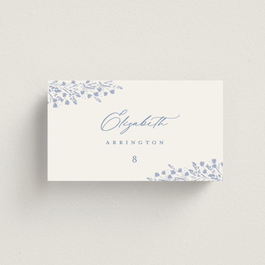 "Villa" - Place Cards in Periwinkle by Kristie Kern - Front