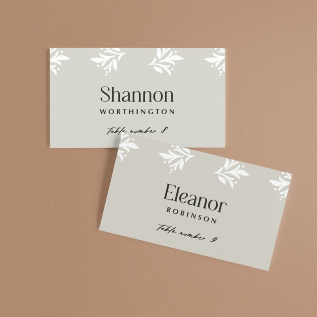 "Litterateur" - Place Cards in Natural by Karen Glenn - Front with Free Guest Printing