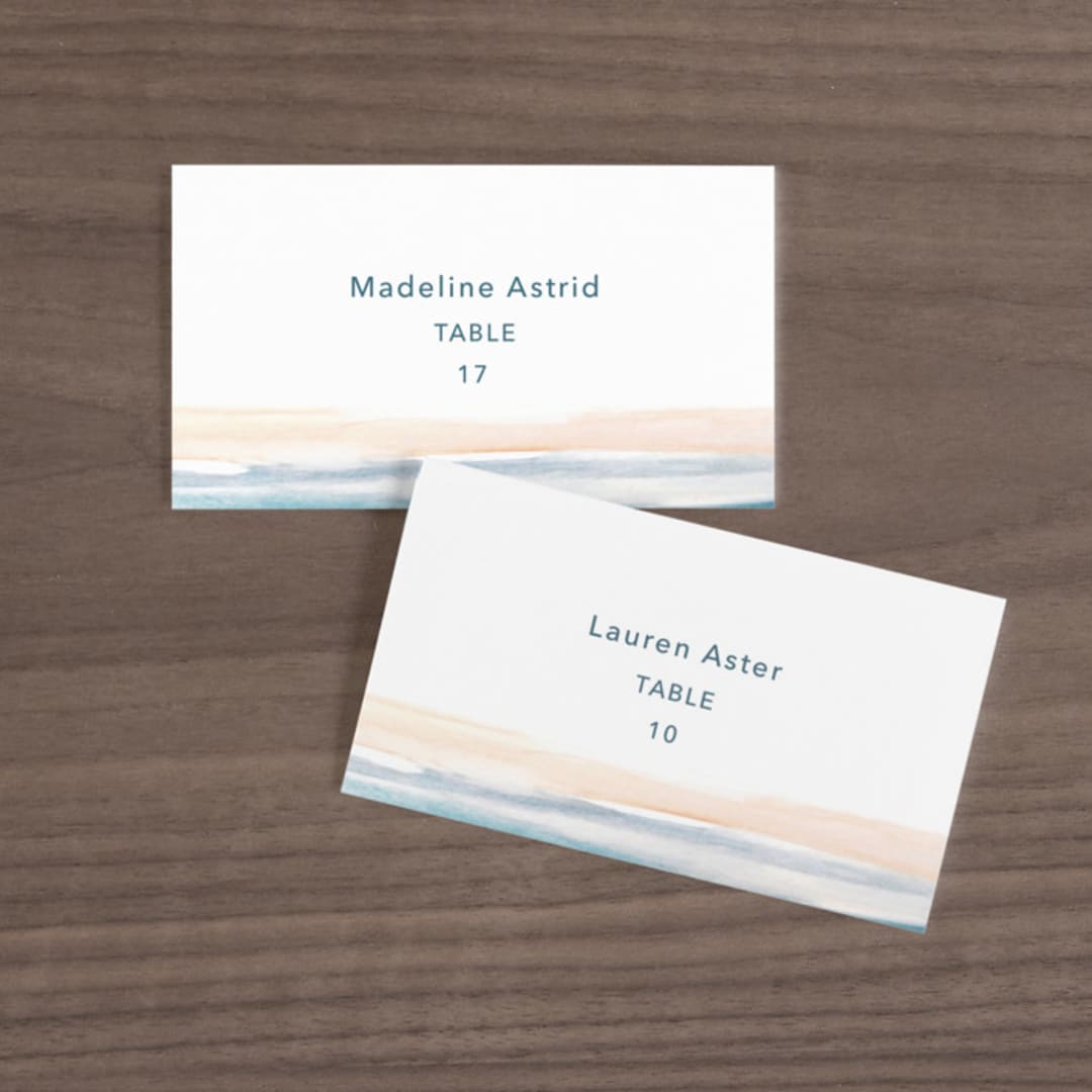 "Sea and Sand" - Place Cards in Cortez by Jenny Partrite - Front with Free Guest Printing