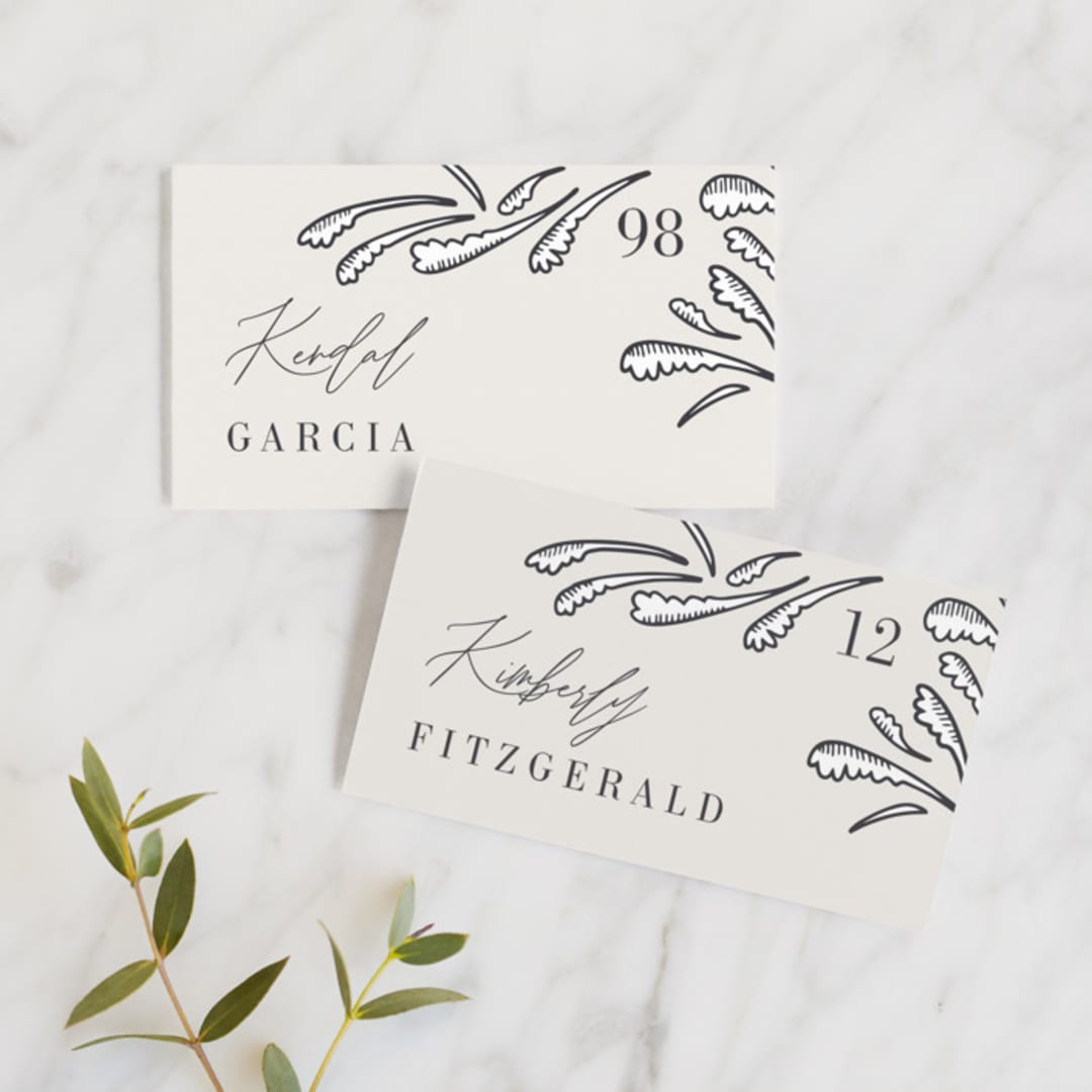 "FancySchmancy" - Place Cards in Classic by Jen Owens - Front with Free Guest Printing