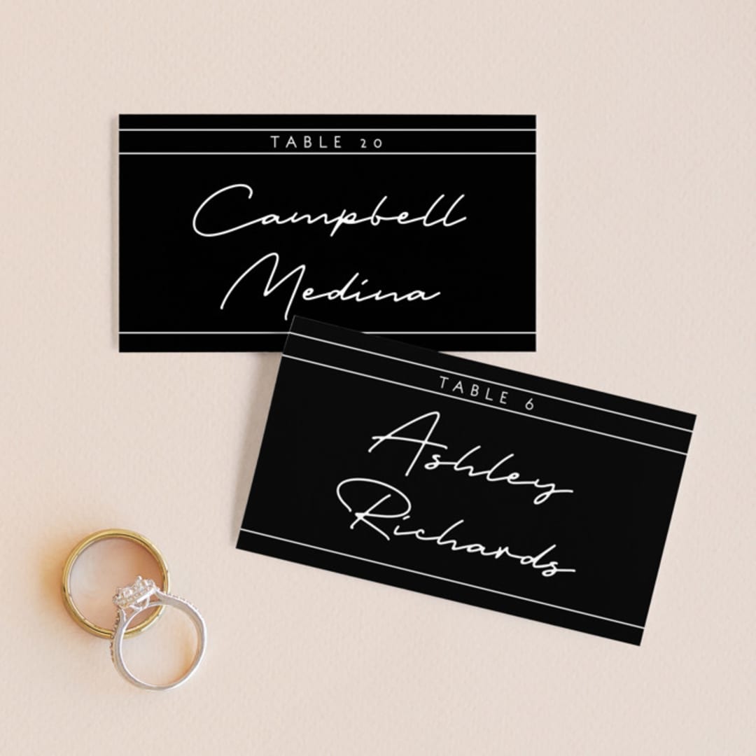 "Vesperum" - Place Cards in Slate by GeekInk Design - Front with Free Guest Printing