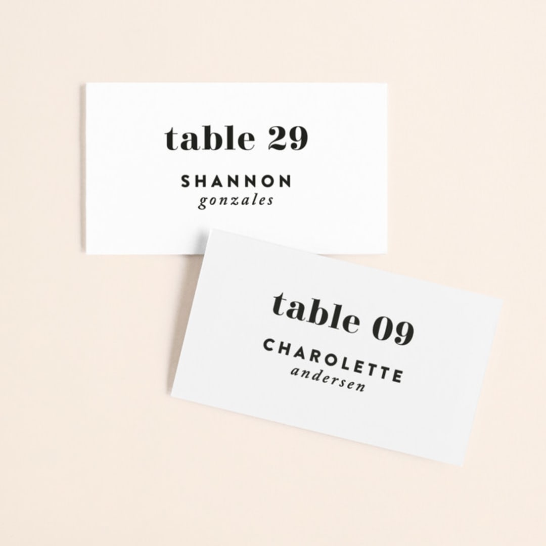 "Key Ingredients" - Place Cards in Cotton by Christie Garcia - Front with Free Guest Printing