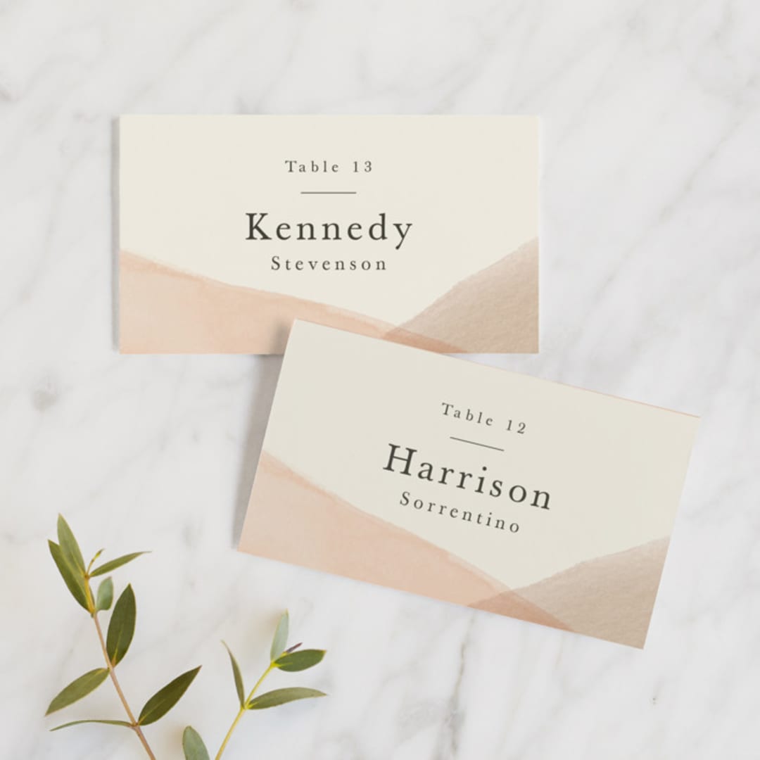 "Desert Wash" - Place Cards in Peach by Amy Kross - Front with Free Guest Printing