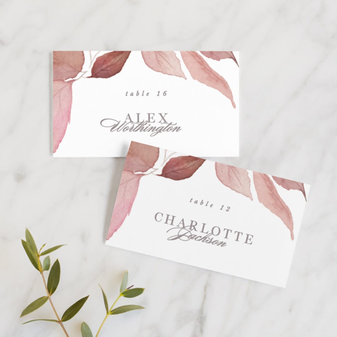 "Fallen" - Place Cards in Rust by Creo Study - Front with Free Guest Printing