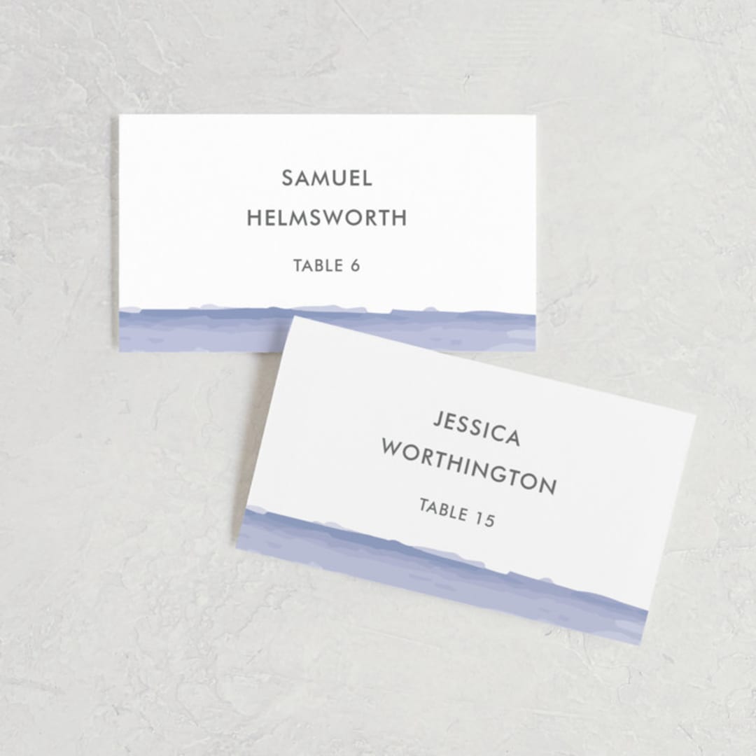 "Set Sail" - Place Cards in Mediterranean by Sarah Brown - Front with Free Guest Printing