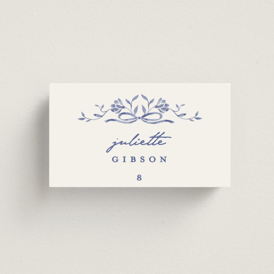 "Daisy Toile" - Place Cards in Willow by Susan Zinader - Front with Free Guest Printing