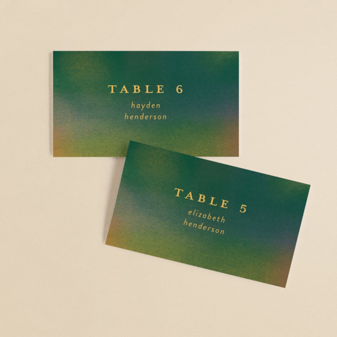 "Forest Love" - Place Cards in Forest by Simona Camp - Front with Free Guest Printing