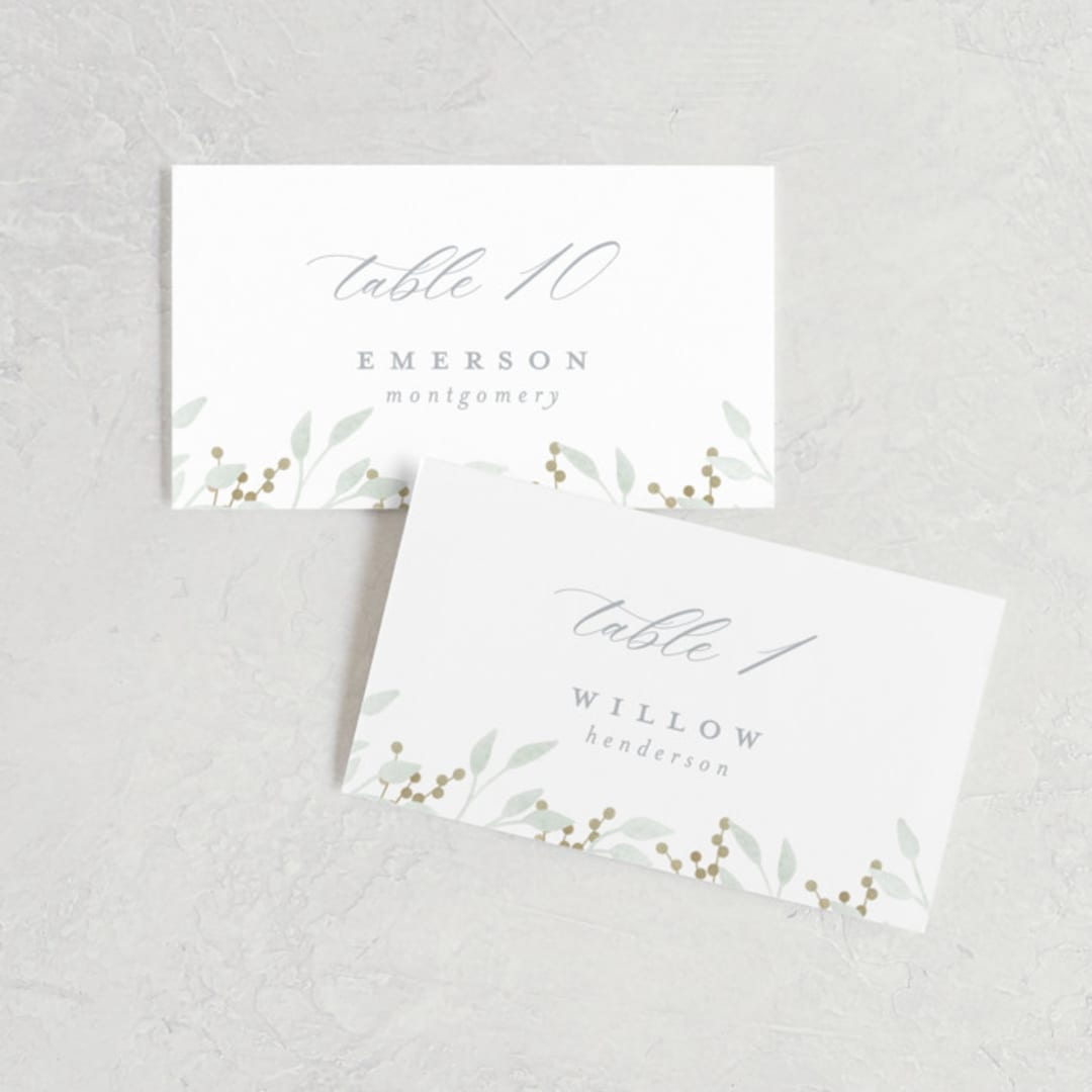"In The Fall" - Place Cards in Slate by Ashlee Townsend - Front with Free Guest Printing