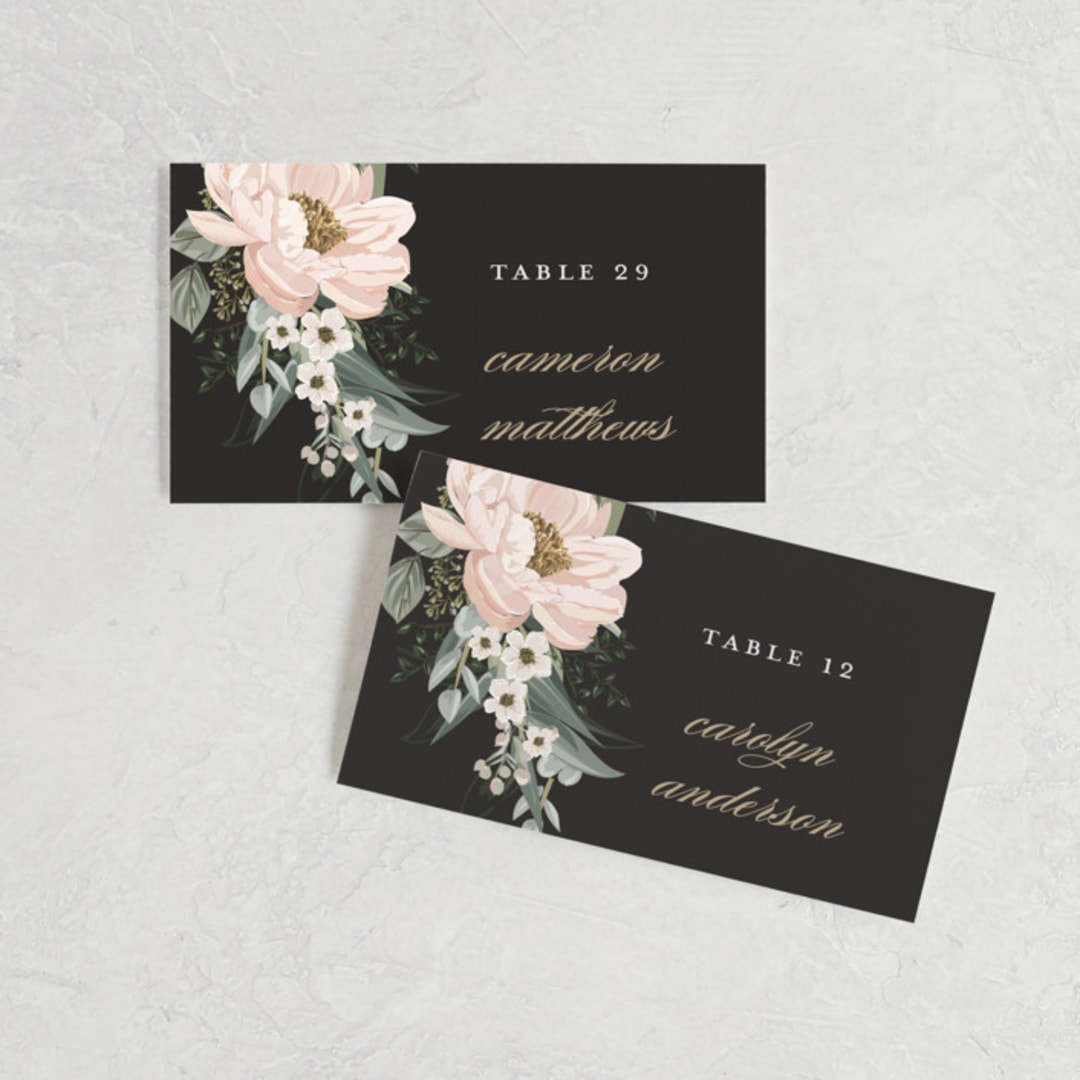 "Lovely Vine" - Place Cards in Blush by Susan Moyal - Front with Free Guest Printing