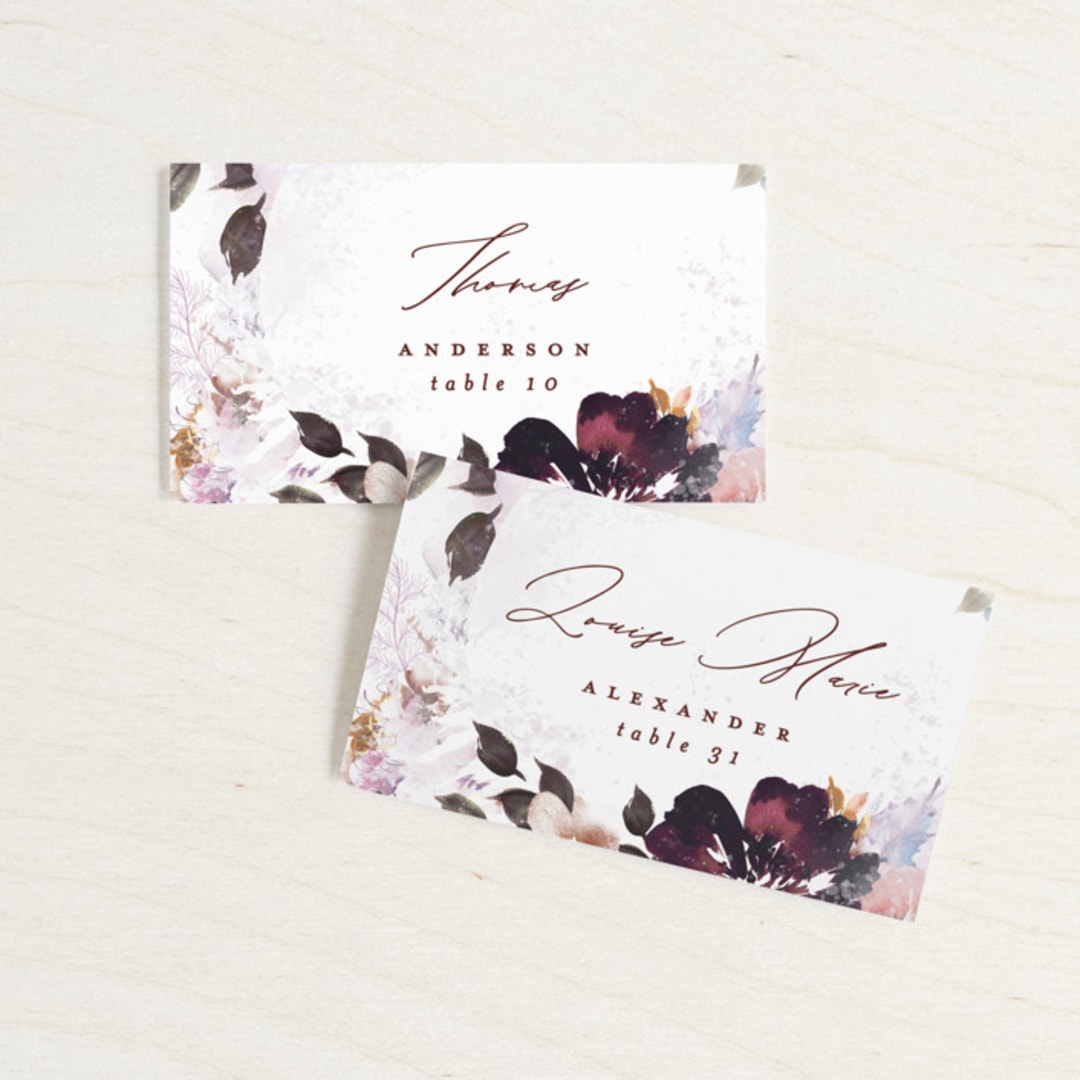 "Lush Bouquet" - Place Cards in Autumn by Phrosné Barwood - Front with Free Guest Printing