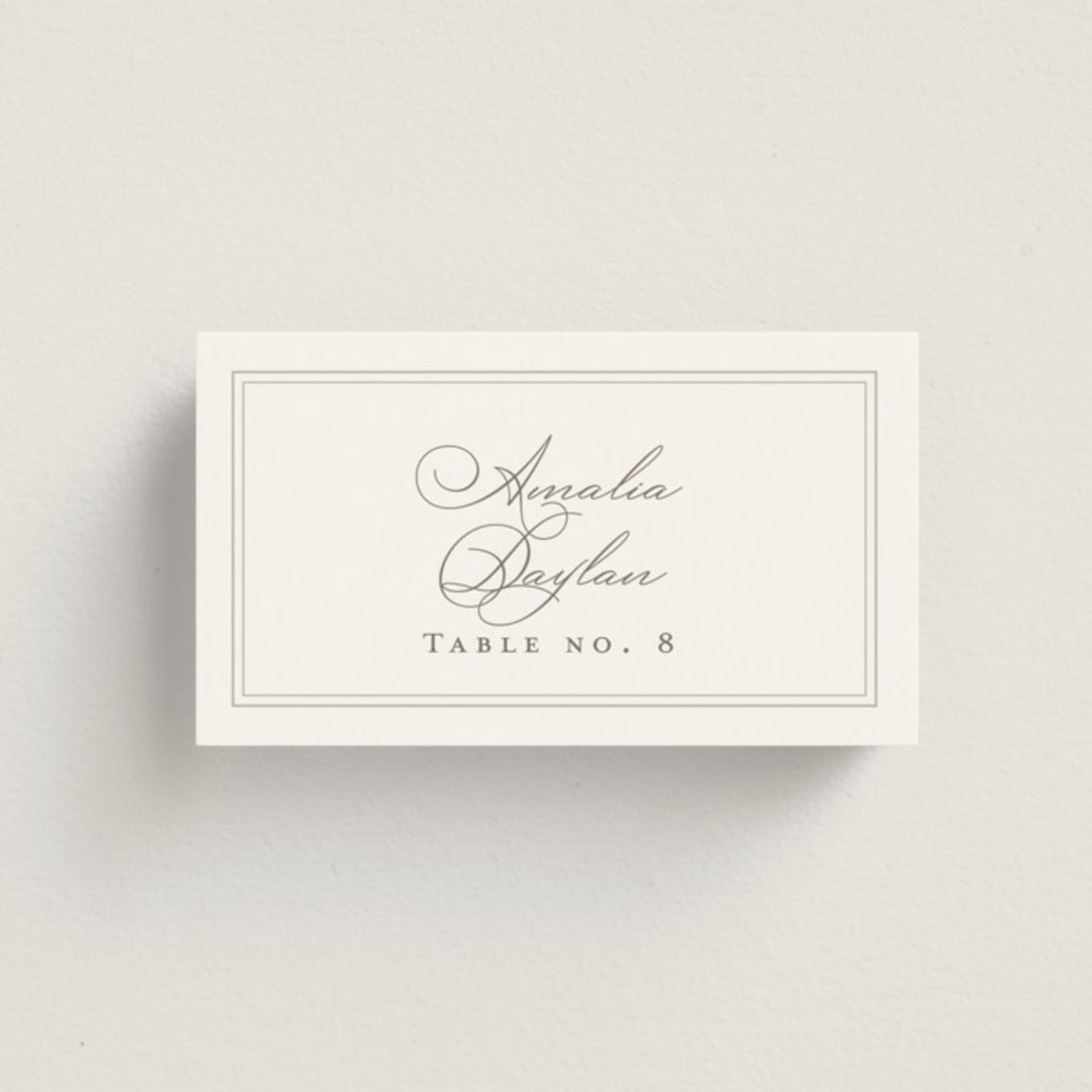 "Overlapping" - Place Cards in Cotton by Amy Kross - Front with Free Guest Printing