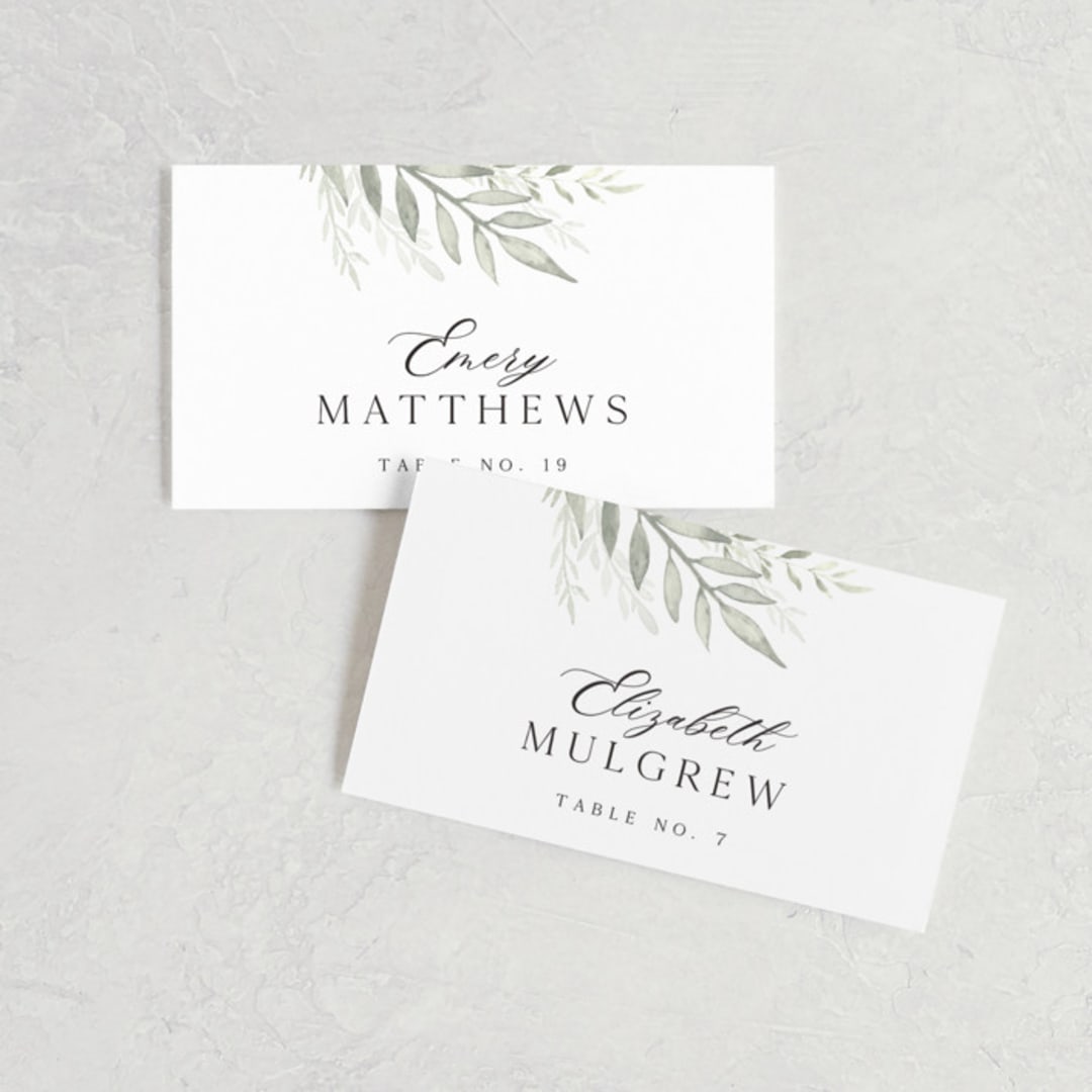 "Sweeping" - Place Cards in Linen by Carolyn Nicks - Front with Free Guest Printing