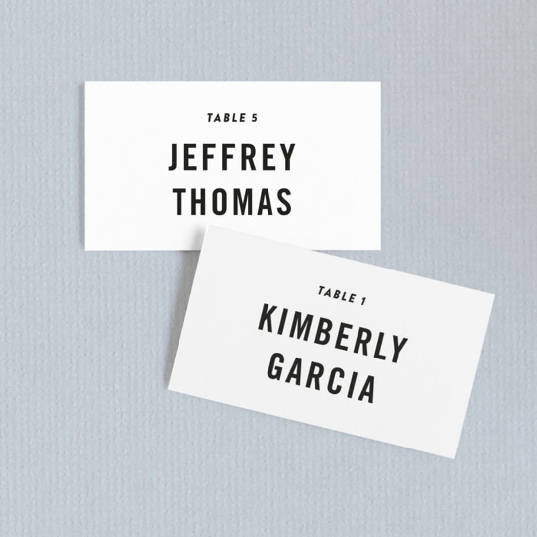 "Open Bar" - Place Cards in Tuxedo by Jennifer Lew - Front with Free Guest Printing