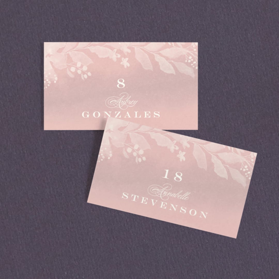 "Summer Bliss" - Place Cards in Blush by Grace Kreinbrink - Front with Free Guest Printing