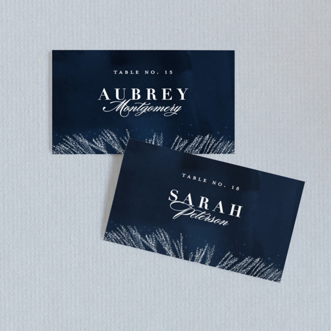 "Frosty chic" - Place Cards in Peacock by Creo Study - Front with Free Guest Printing