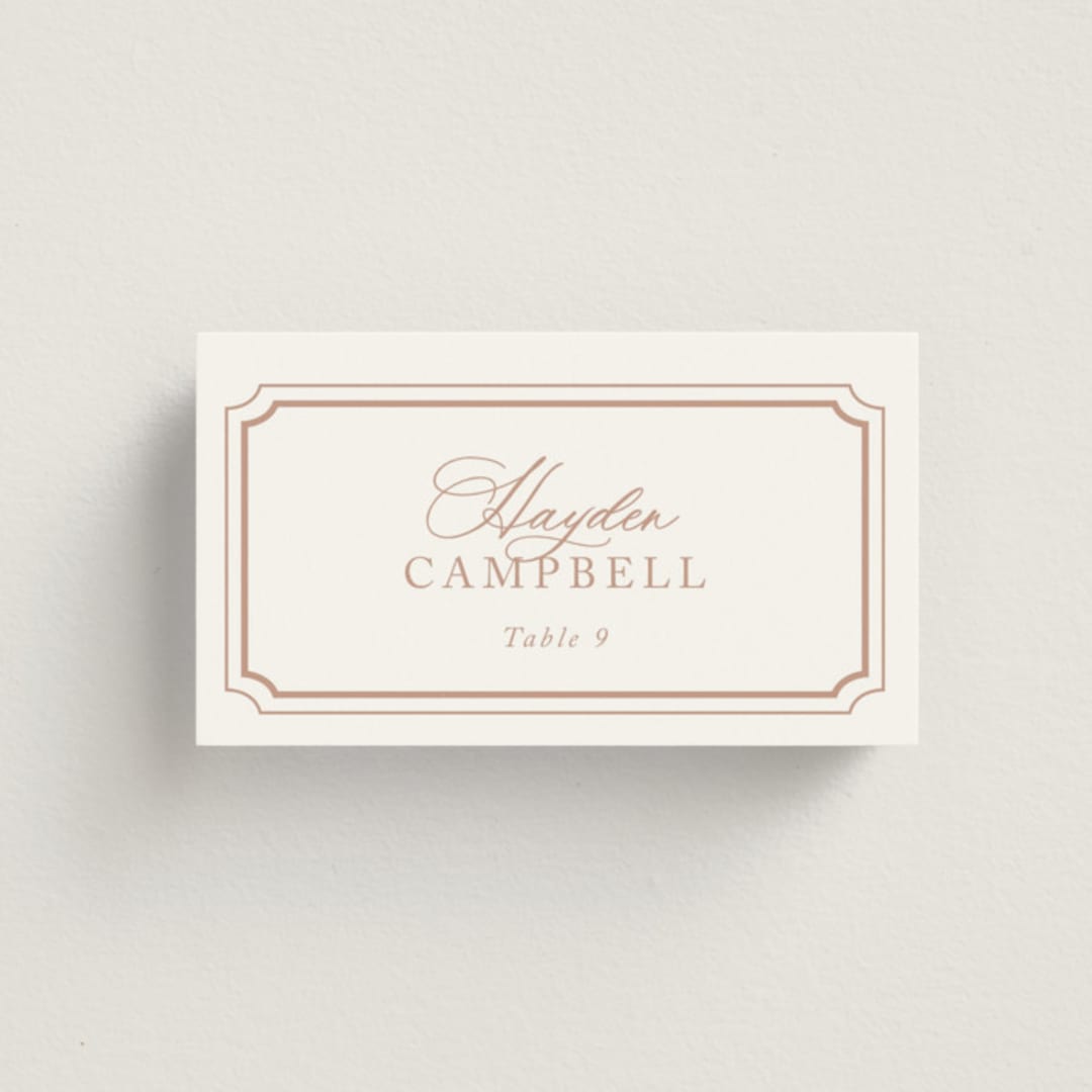 "Avery" - Place Cards in Dusty Pink by Jennifer Postorino - Front with Free Guest Printing
