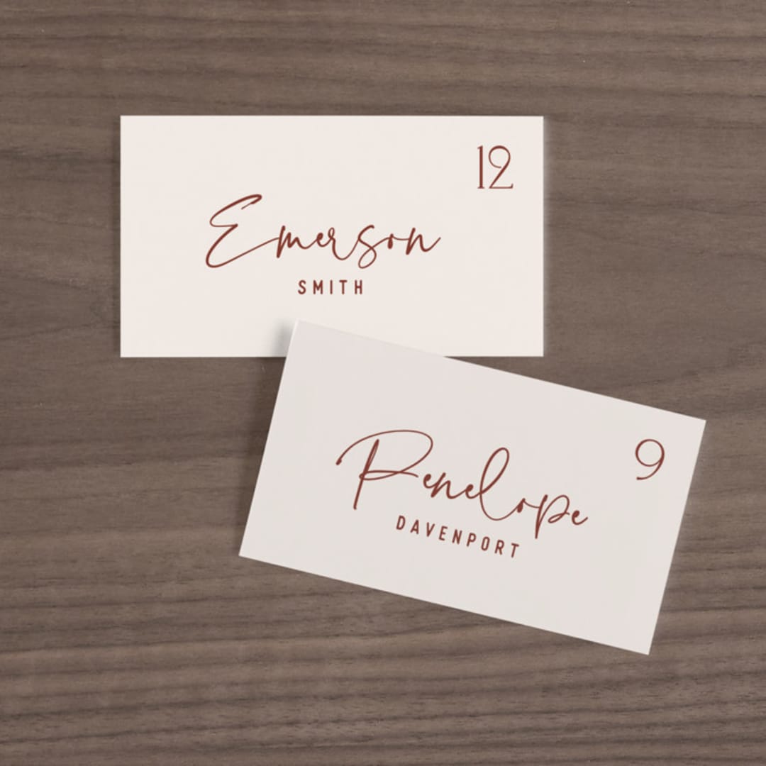 "Millennial" - Place Cards in Rose by Hooray Creative - Front with Free Guest Printing