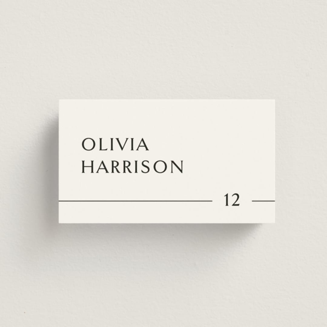 "Align" - Place Cards in Cotton by Jennifer Postorino - Front with Free Guest Printing