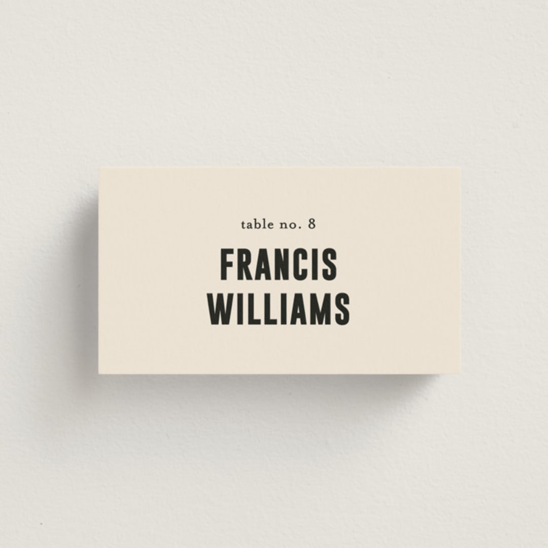 "Spin" - Place Cards in Cream by Pixel and Hank - Front with Free Guest Printing