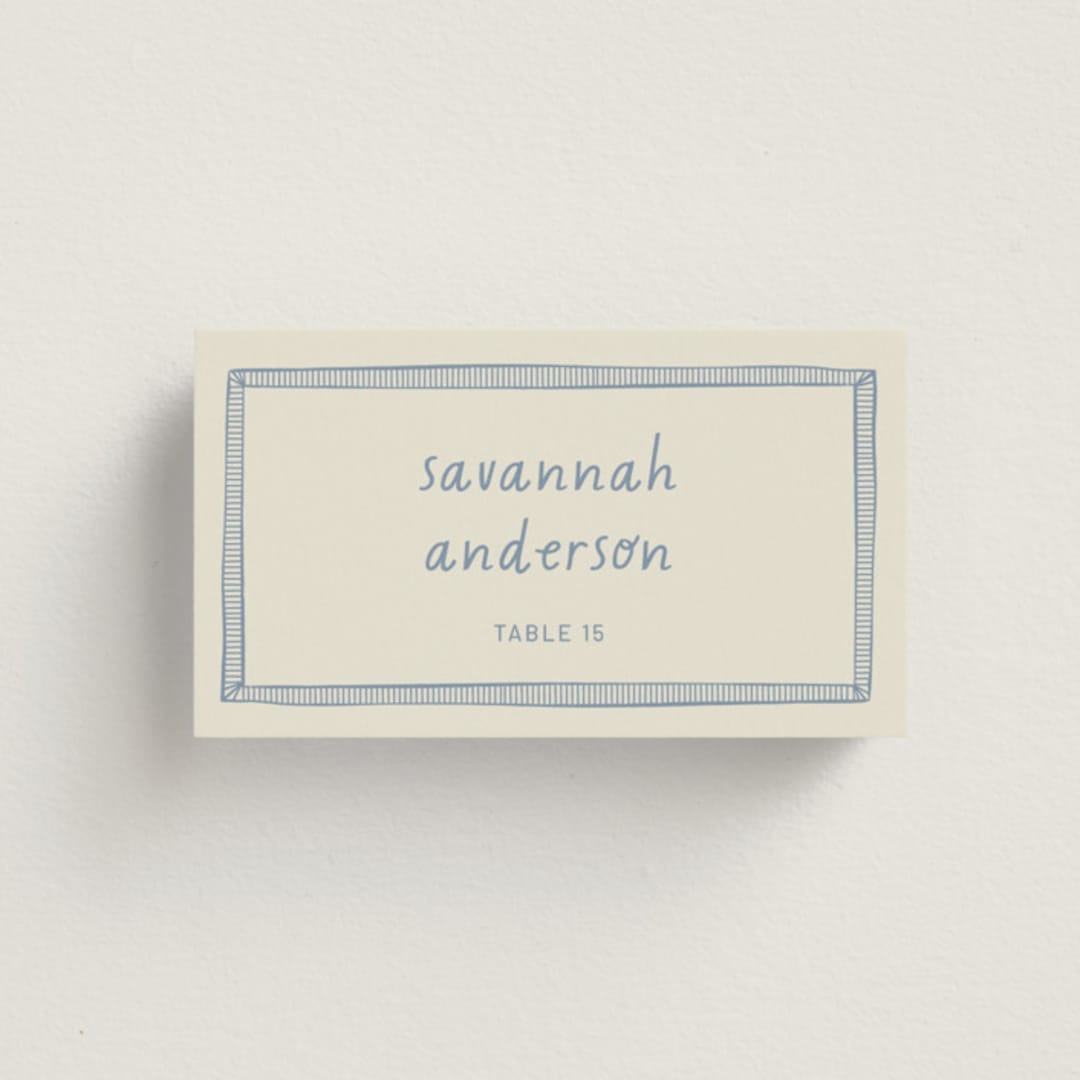 "Florence" - Place Cards in Sky by Kelly Watkins - Front with Free Guest Printing