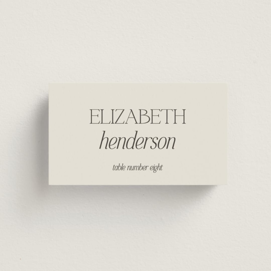 "Modernique" - Place Cards in Stone by Ashlee Townsend - Front with Free Guest Printing