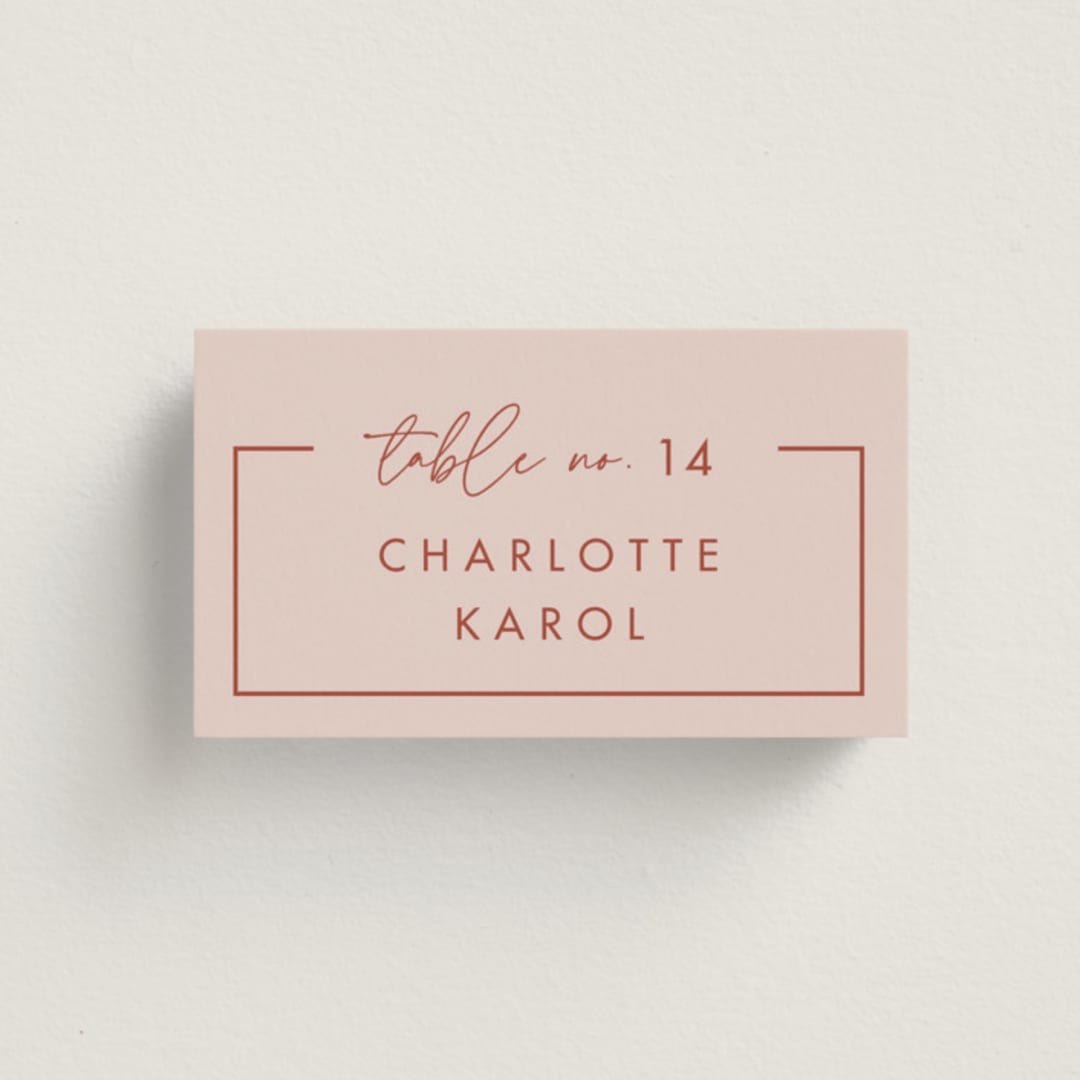 "Jot" - Place Cards in Peach Cream by Snow and Ivy - Front with Free Guest Printing