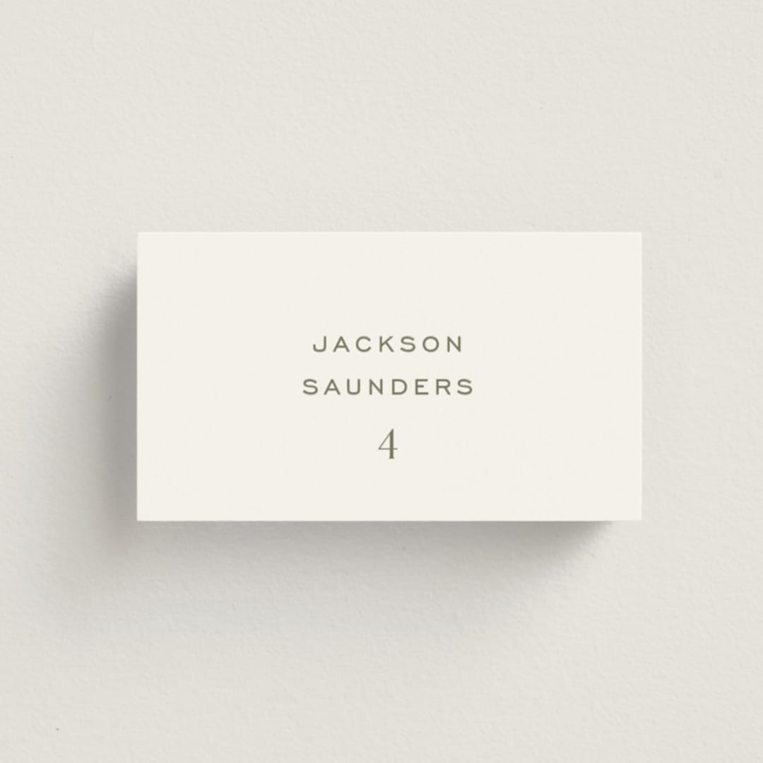 "Boulevard" - Place Cards in Moss by Megan Davis - Front with Free Guest Printing