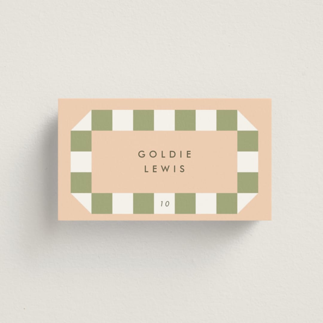 "Boardwalk" - Place Cards in Peach by Baumbirdy - Front with Free Guest Printing
