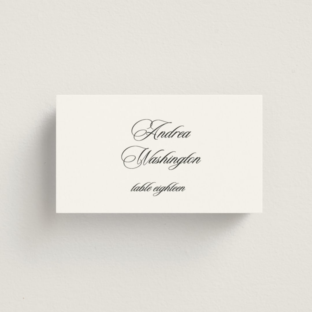 "Black Tie" - Place Cards in Ink by That Girl Press - Front with Free Guest Printing